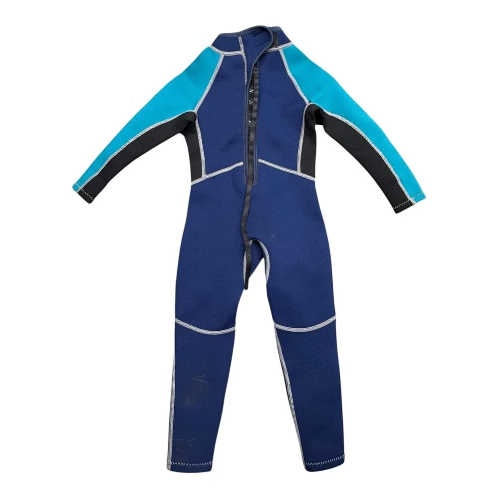 Blue Dive Kids Full Body Wetsuit Blue Teal Neoprene Back Zip Size Small